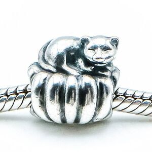 Retired Authentic Pandora Bracelet Sterling Silver Cat Basket Charm - 790595